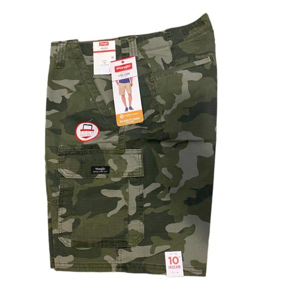 Wrangler camo relaxed fit stretch cargo shorts-32, 46 - Picture 1 of 8